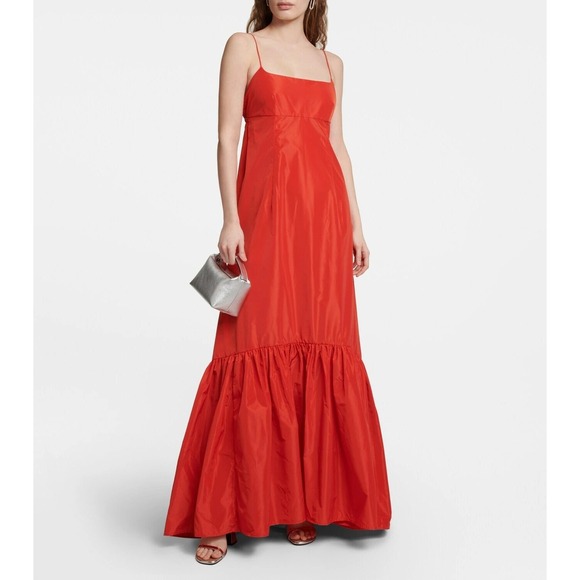 Staud Florence Gown Red Maxi Dress Spaghetti Strap Sleeveless A-Line Sz L - Picture 3 of 16
